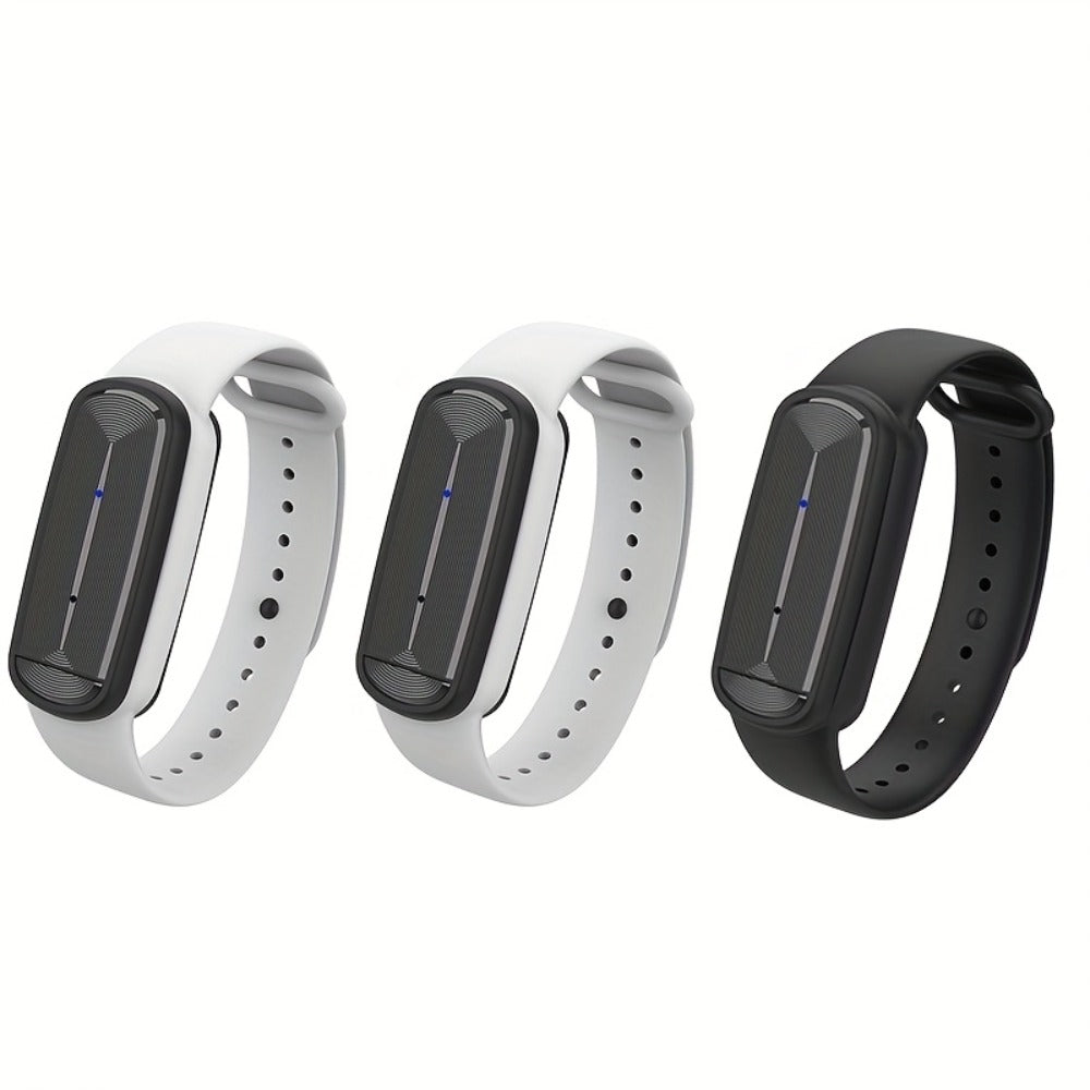 Ultrasonic Mosquito Bracelet 3-Pack, USB Rechargeable Intelligent Bug Wristband for Camping, Outdoor