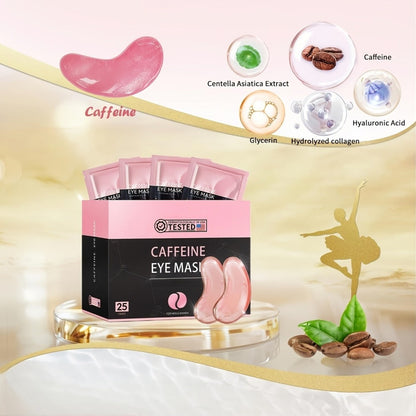 Caffeine Under Eye Patches 25 Pairs – Collagen Gold Eye Mask Reduces Dark Circles Puffiness Eye Bags Fine Lines Anti-Wrinkle Hydrogel