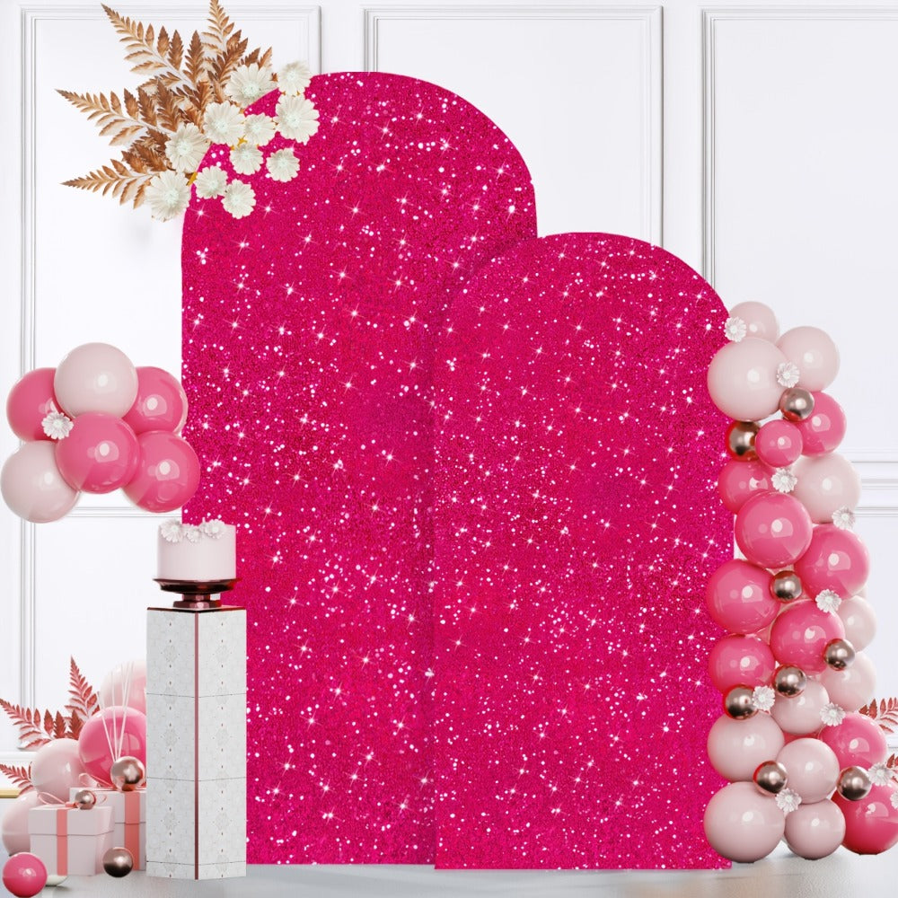 Glitter Sequin Arch Cover 2 Set 6Ft & 7.2Ft Metallic Spandex Payette Panel Wedding Arch Backdrop Cover for Wedding Ceremony, Birthday Party