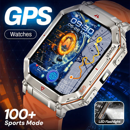 Smartwatch for Men with GPS, IPX8 Rating, Altimeter, Barometer, Compass and LED Flashlight