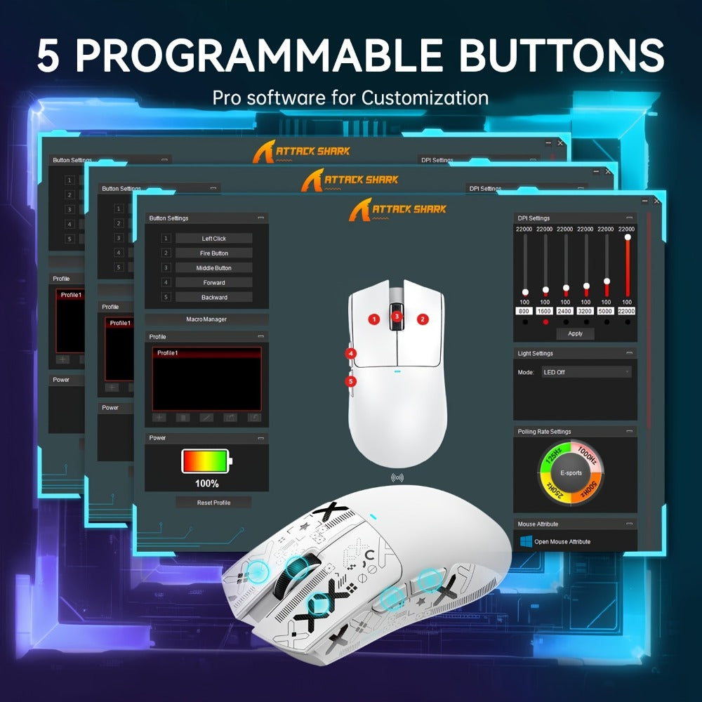 ATTACK SHARK X11 Wireless Gaming Mouse with RGB Charging Dock, Tri-Mode 2.4G/USB-C, PAW3311 Sensor