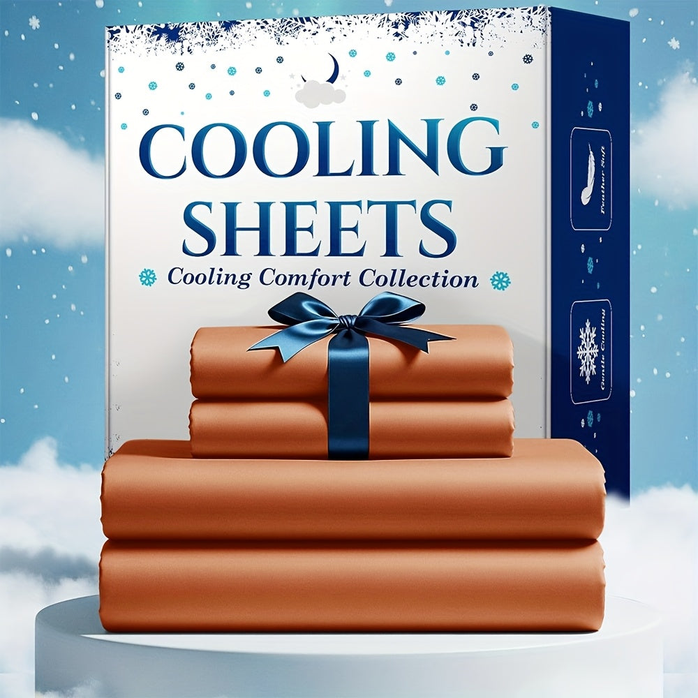 Bamboo Blend Cooling Bed Sheet Set 4pcs – Ultra Soft Breathable Kids Sheets, Deep Pocket Fitted Sheet 18"-24"