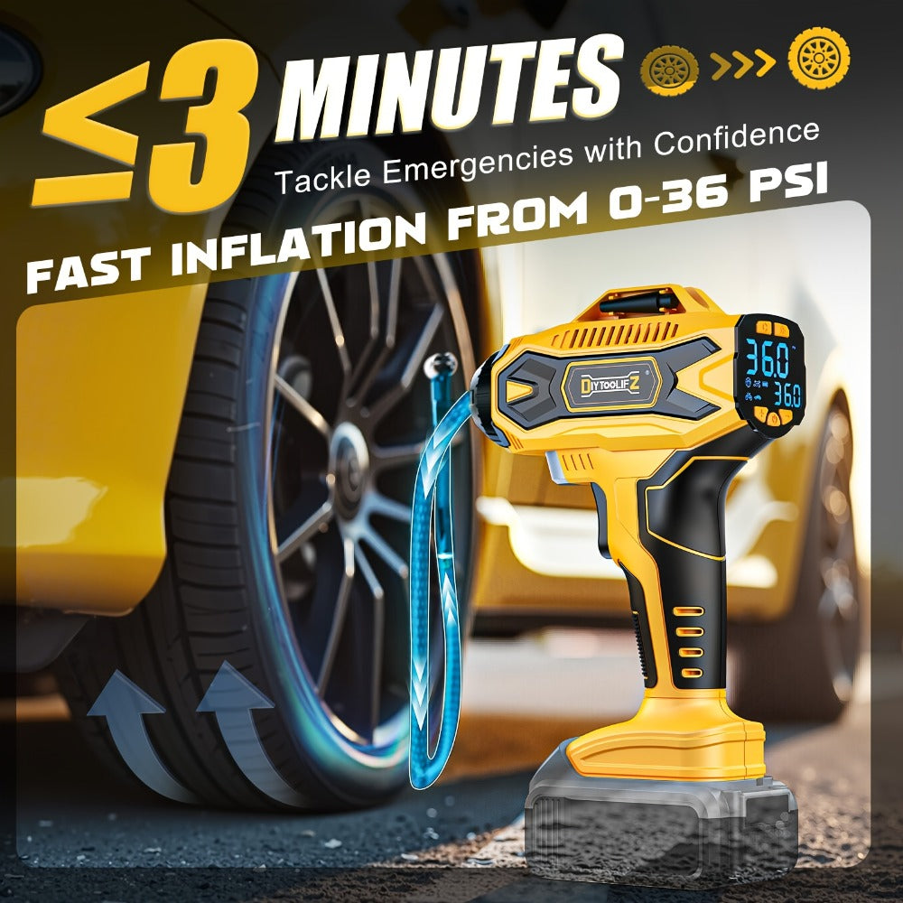 Cordless Tire Inflator 160PSI Portable Air Compressor Compatible with DeWalt 20V / 18V Battery, Digital Pressure Gauge