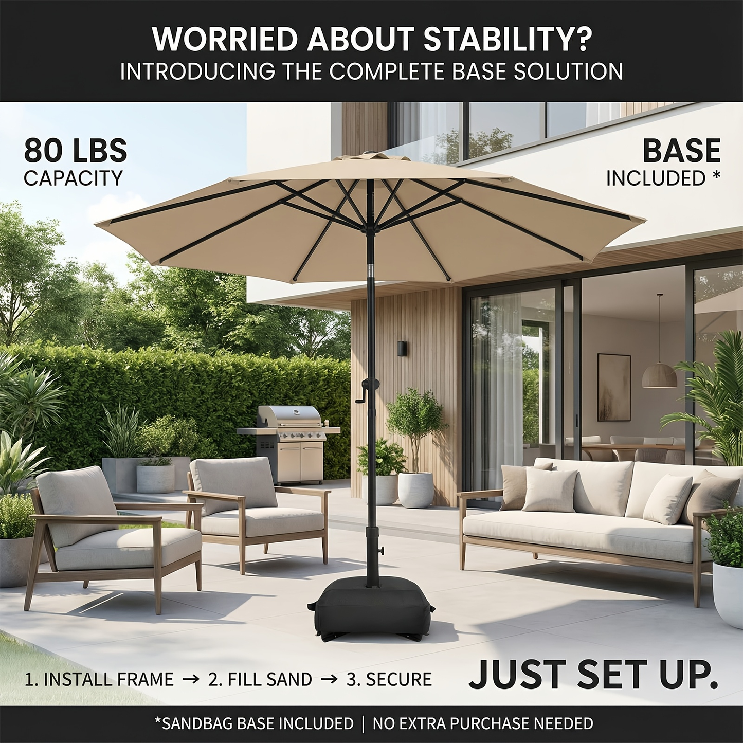 Patio Umbrella 9FT Market Table Style with Dual Vents, Tilt, Crank and Eight Color Options