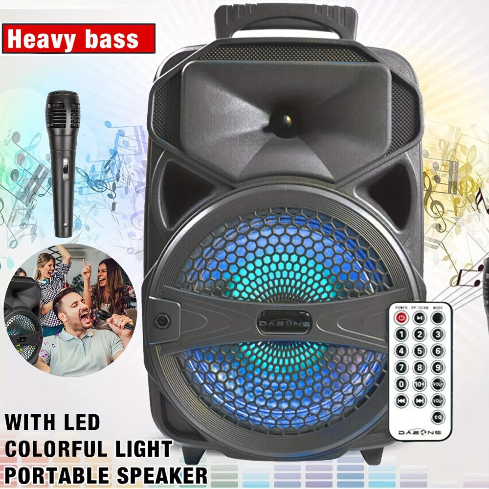 8-Inch Subwoofer Party Speaker 1000W Portable Rechargeable Wireless Bluetooth | Heavy Bass, FM Radio, LED Lights, Remote Control
