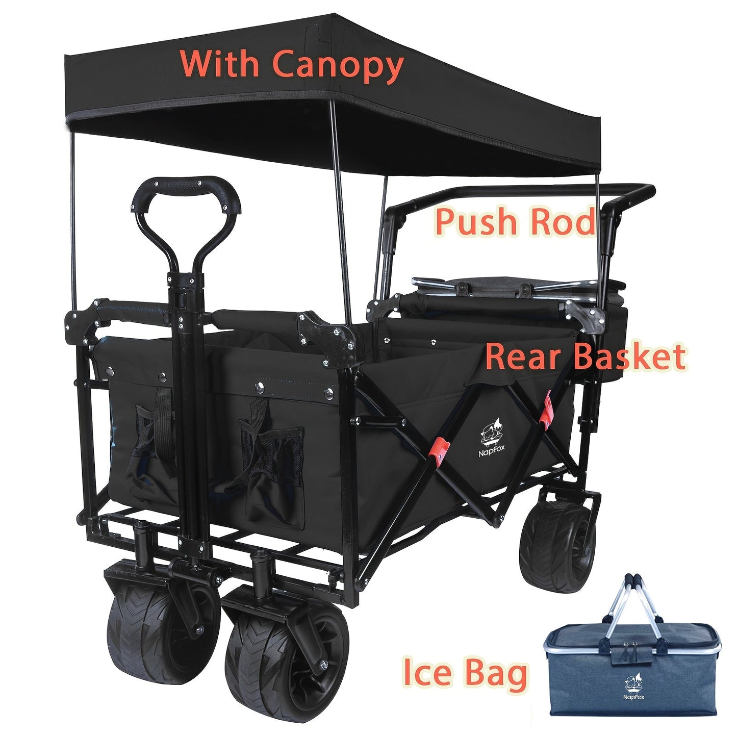 Folding Wagon Cart for Garden, Patio and Yard Use, with the Listed Configuration, for Everyday Use and Organized Storage