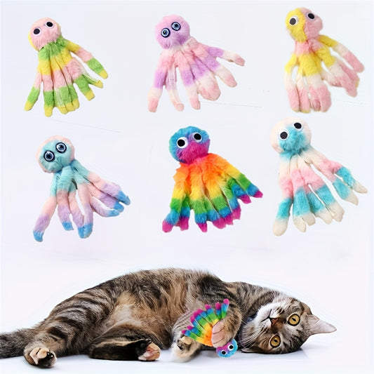 Cat Kick Toy Octopus 5-Pack – Cute Stuffed Chew & Kick Plush Toy for Indoor Cats, Teaser Wand Replacement Heads