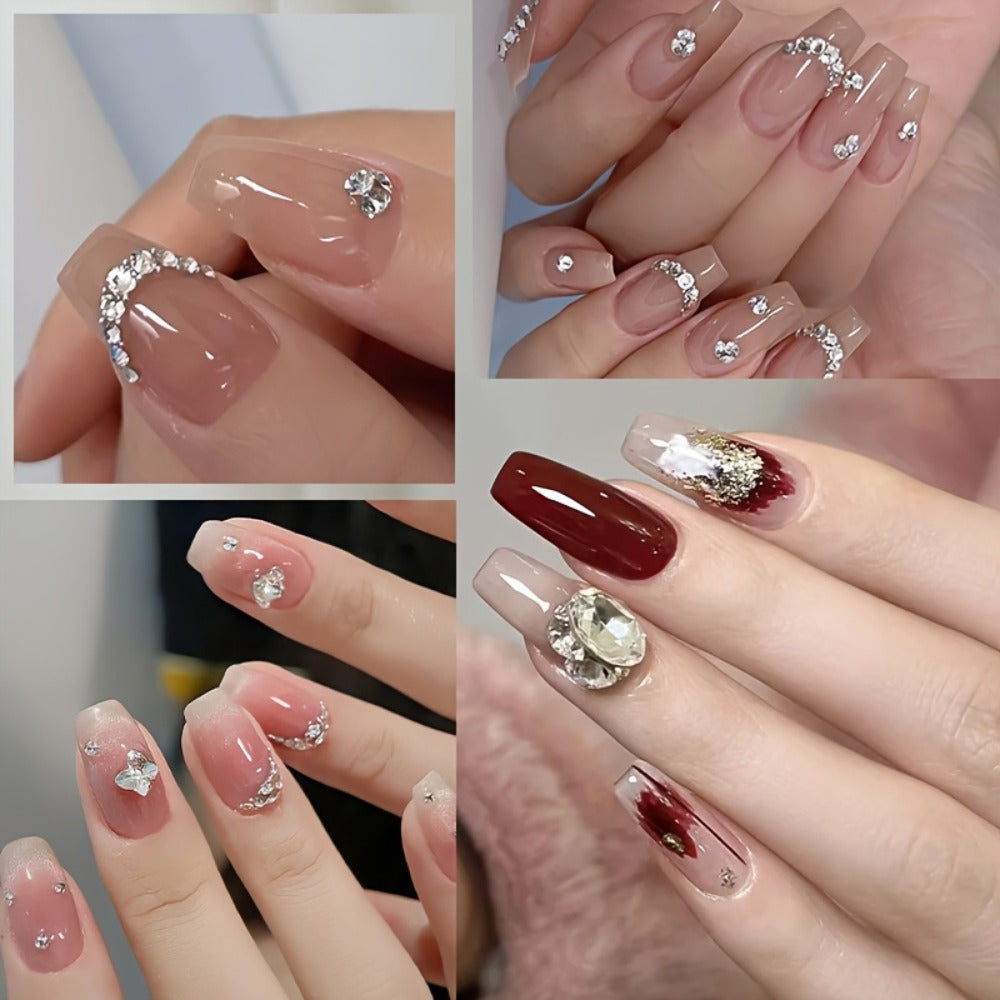 Nail Rhinestone Adhesive Gel 2pcs 0.34oz Clear Sticky Glue for 3D Nail Art Gems Charms Crystals Drill Jewelry