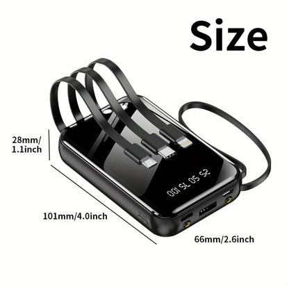 Power Bank 50000mAh 22.5W with Integrated Cable Array, Digital Display and LED Flashlight in Two Colors
