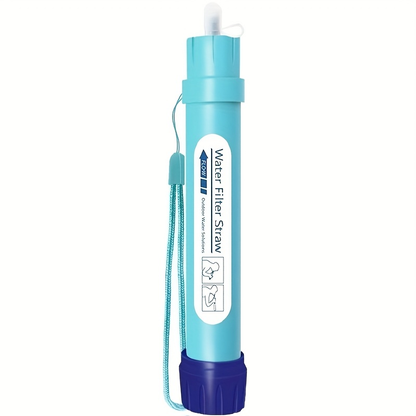 Light Blue Personal Water Filter Straw with Carry Loop in One- or Two-Piece Checkout Options for Travel Kits