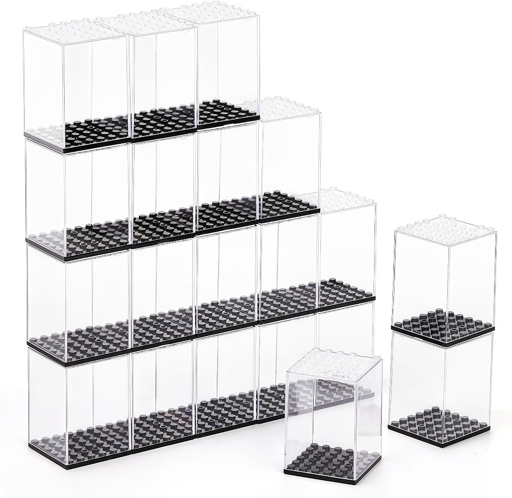Minifigure Display Case 20-Pack – Clear Acrylic Stackable Storage Boxes for LEGO Figures, Action Figures & Collectibles | Dustproof 360°