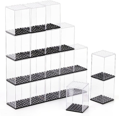 Minifigure Display Case 20-Pack – Clear Acrylic Stackable Storage Boxes for LEGO Figures, Action Figures & Collectibles | Dustproof 360°