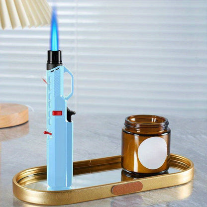 1300° Outdoor Windproof Torch Lighter Blue Flame with Safety Lock & Grip - Refillable for Candles