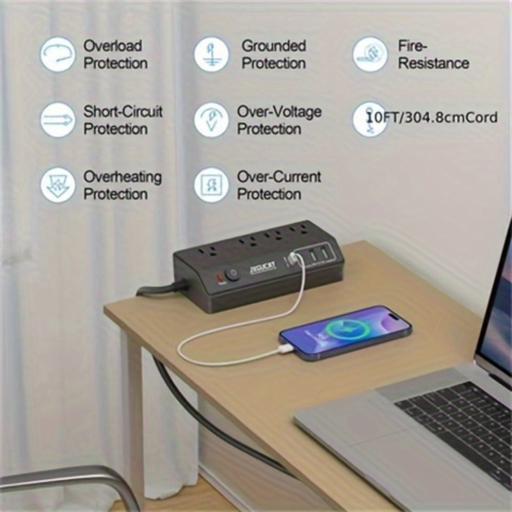 Desk Clamp Power Strip with USB-C PD 20W Fast Charging - 4 AC Outlets 4 USB Ports Surge Protector for an Everyday Personal Care Routine