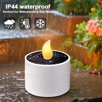 Solar Flameless Candles Outdoor LED Tealight with Dusk to Dawn Sensor Flickering Light for Entryways, Bedrooms and Living Spaces