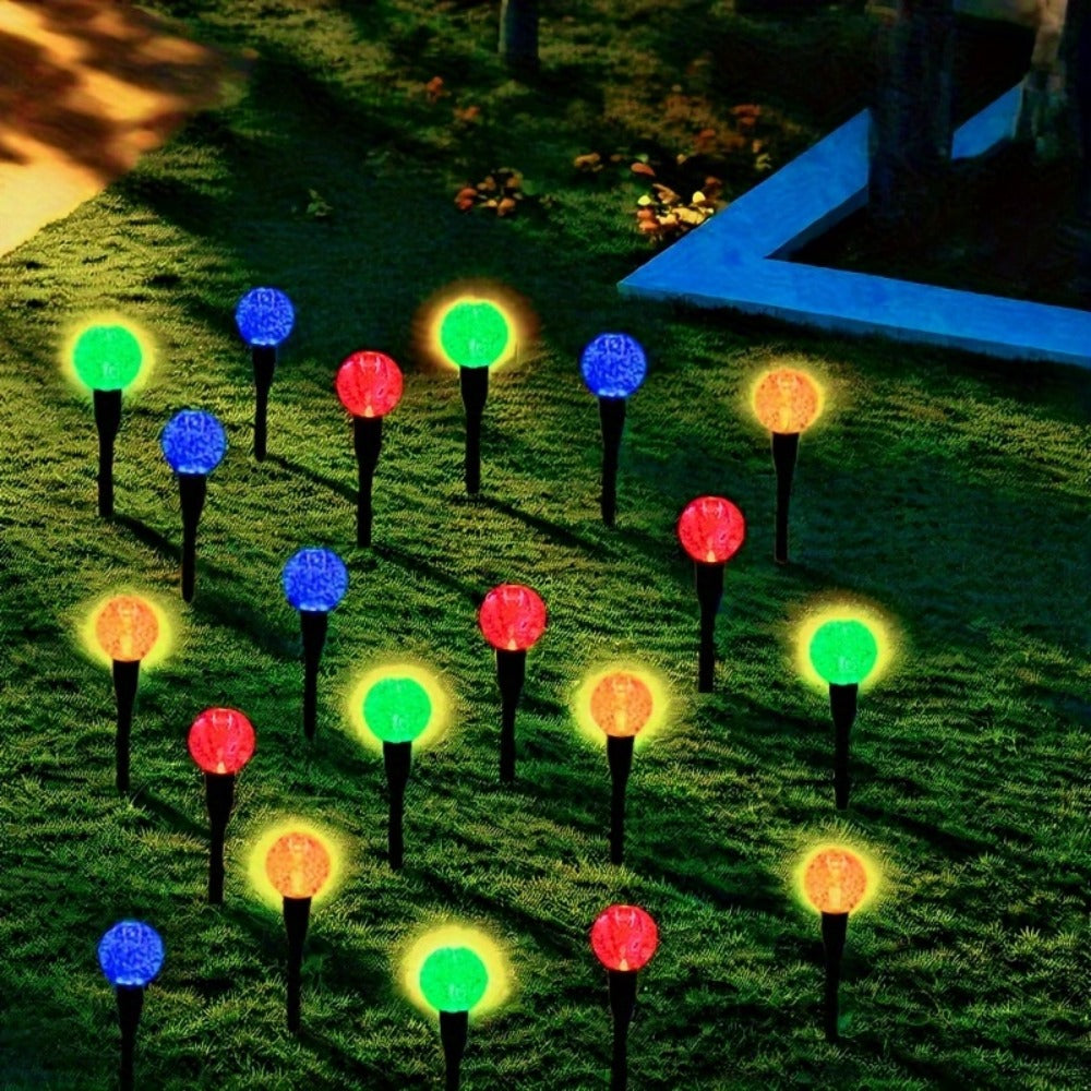 Solar Garden Light Bubble Path Stakes 30-Piece Set with Colorful or Warm White LED Options