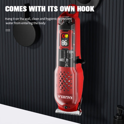 Transparent Electric Hair Clipper with Digital Display, Four Guide Combs, Grooming Tools and Red, Black or Blue Finish