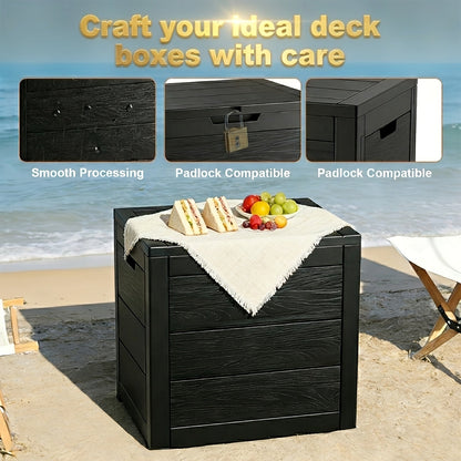 Deck Box Flip Top Resin Secure Lid | Patio Pool Backyard Cushion Garden