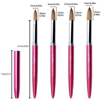 Kolinsky Acrylic Nail Brush Set 100% Pure Kolinsky Hair Flat Shape Sizes #10 #12 #14 – Professional Nail Art Sculpting Extension Brush