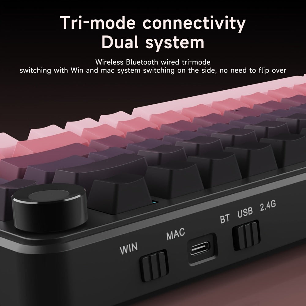 Hot Swap Gasket Mechanical Keyboard AJAZZ AK820 75%, Wireless 2.4GHz & Wired, Volume Knob, South-Facing RGB