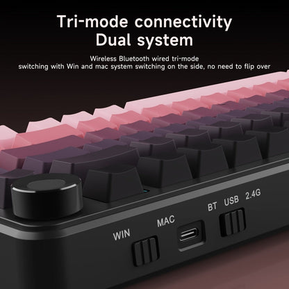 Hot Swap Gasket Mechanical Keyboard AJAZZ AK820 75%, Wireless 2.4GHz & Wired, Volume Knob, South-Facing RGB