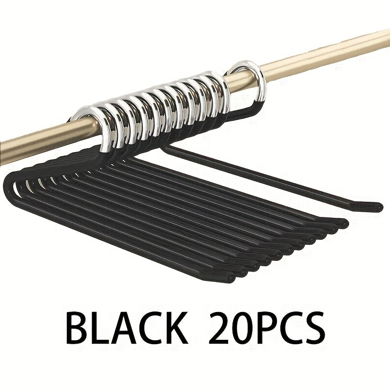 Pants Hangers Metal Open Leg Non-Slip – Heavy Duty Trouser Jeans Hanger for Wardrobe, Space Saving, Black or White, 10/20/30/50pcs