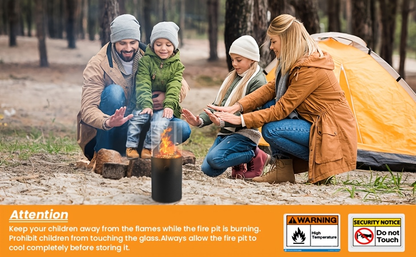 Fire Bowl Tabletop Fire Pit Indoor Outdoor Butane Fuel Mini Portable Fireplace with Glass Wind Guard for Garden, Patio and Yard Use