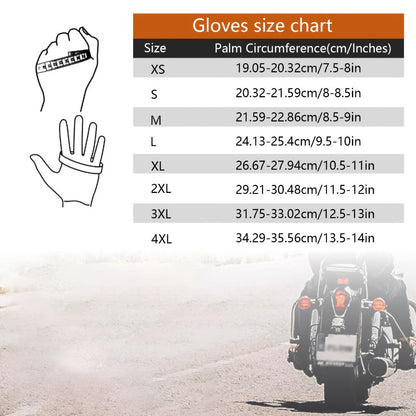 Black Full-Finger Motorcycle Gloves with Long Gauntlet Cuffs, Stitched Eagle Motif and Five Sizes