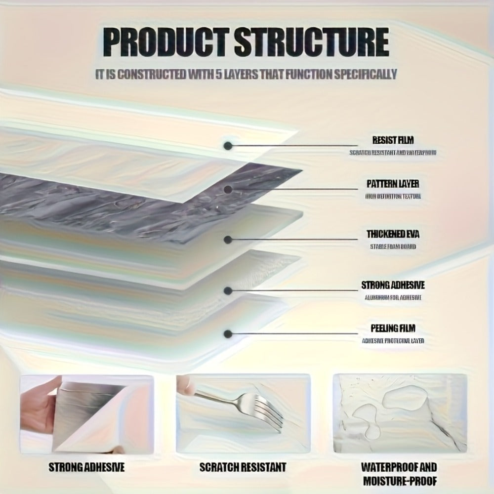 11.8 x 23.6-Inch Marble-Pattern Foam Wall Panels in 50- or 100-Piece Color and Count Options