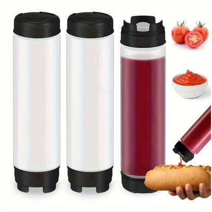 Squeeze Bottles Set of 3 Leak-Resistant Wide Opening Sauce Dispenser Transparent for Home Cooking, Dining and Outdoor Meals