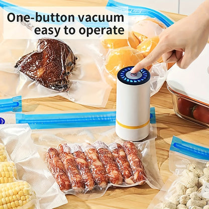 Vacuum Sealer Kit with USB Rechargeable Pump & 9 Reusable Vacuum Seal Bags (3 Sizes), Portable Mini Electric Food Sealer for Sous Vide