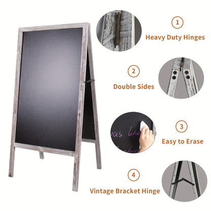 A-Frame Chalkboard Sign Double Sided Magnetic Wooden Standing Blackboard Menu Display Board for Entryways, Bedrooms and Living Spaces