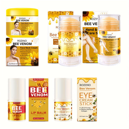 Bee Venom Body Care Set 5pcs Full Body Kit for Lips Face Neck Hands Feet, Non-Greasy Fast Absorption
