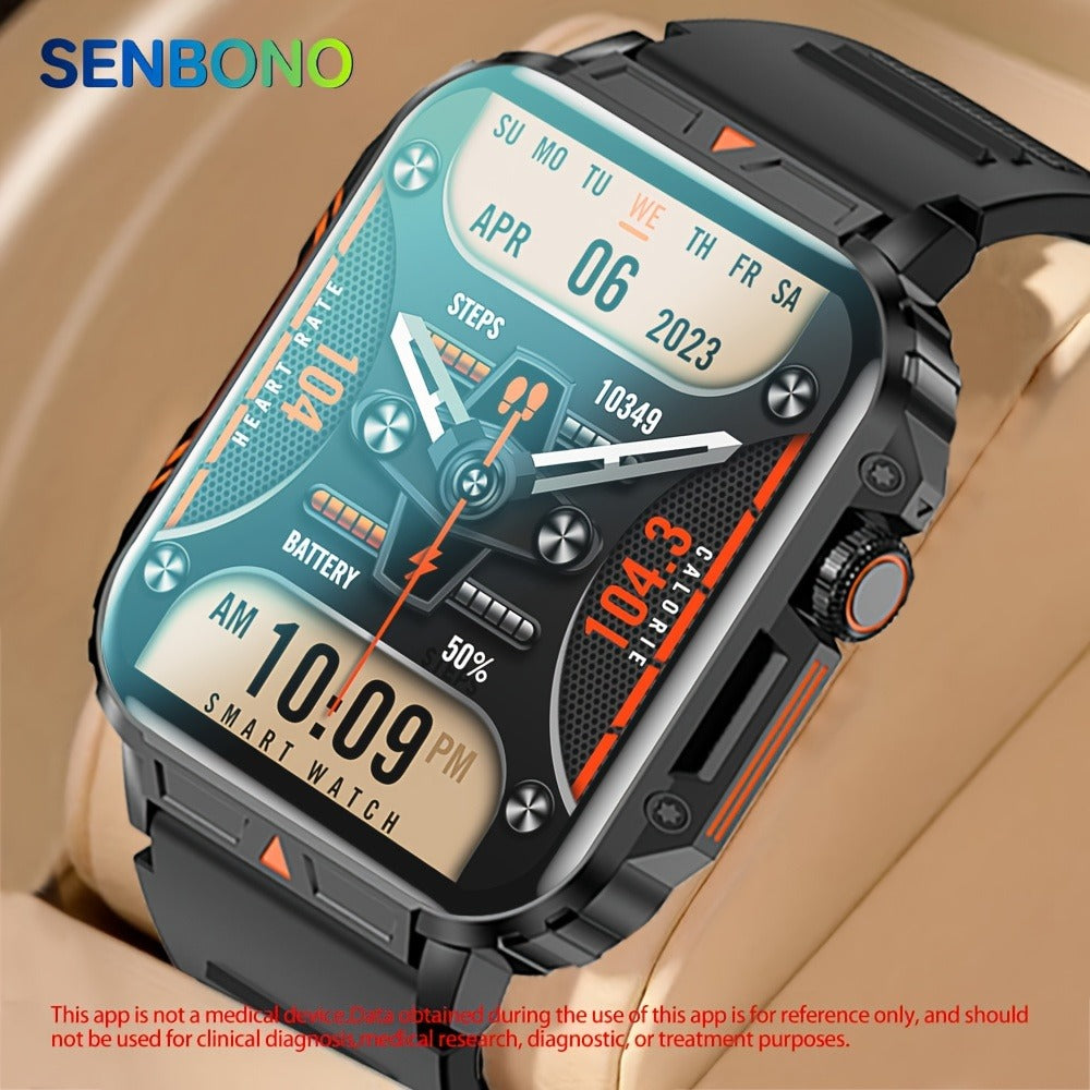 Smartwatch for Men with Bluetooth Calling SENBONO BT8959T5, 1.95" Large Display, 100+ Sport Modes, 340mAh Rechargeable Battery, Multiple