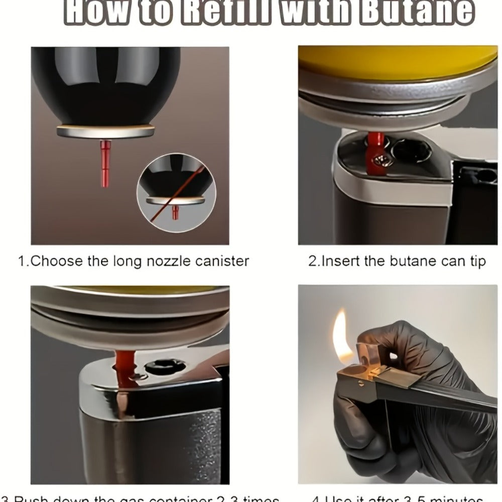 Folding Pipe Lighter Refillable 2-in-1 with Adjustable Flame, Metal-Crafted Durable Design, Gift Box Included