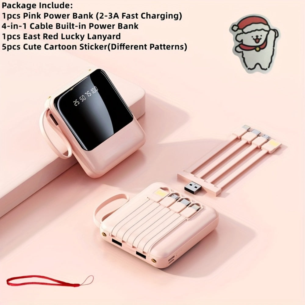 Power Bank 10000mAh with Built-In Cable Set, 5W/15W/22.5W selections, Display and Lanyard for Travel