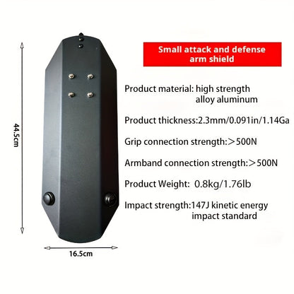 Tactical Arm Shield with Window Breaker Tool, Handheld Riot Shield High-Strength Steel Protective Gear for Outdoor Hunting Vehicle
