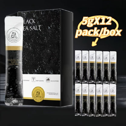 Face Mask, Black Sea Salt Bubble Single-Use Sachets, 5g Each with 12, 24 or 36-Packet Box Options