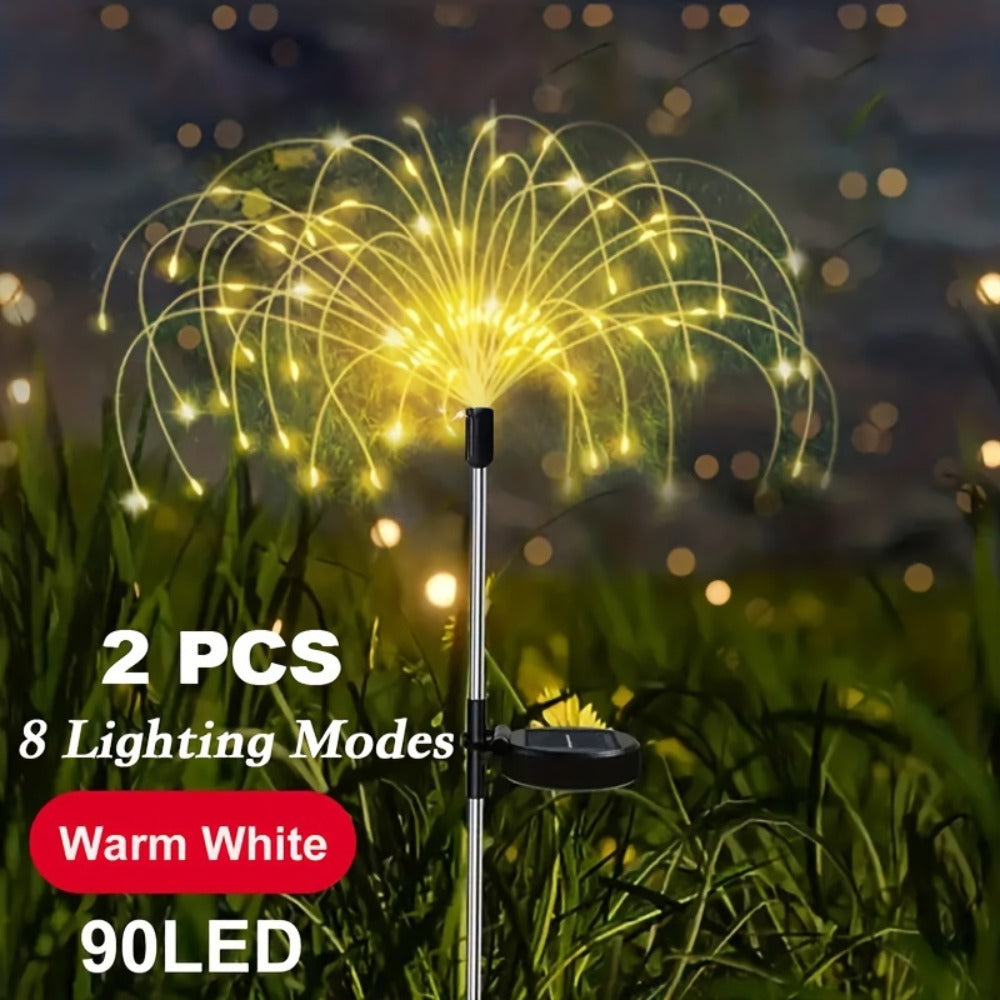 Solar Garden Lights Firework Stakes with 60-420 LEDs, 8 Modes, Flexible Copper Wire and Color Options