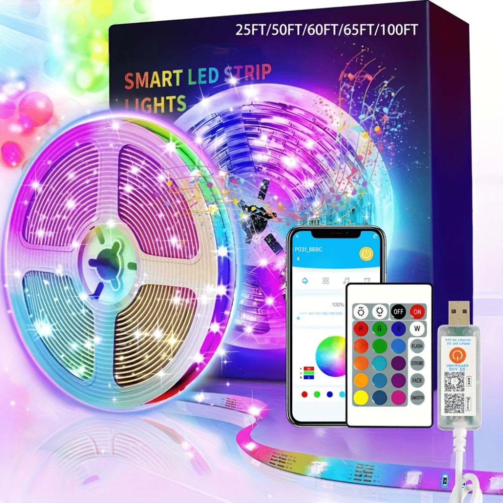 IR Remote LED Strip Lights with Music Sync & DIY Mode – RGB Color Changing Gradient Breathing Flashing for a Home Lash Beauty Routine