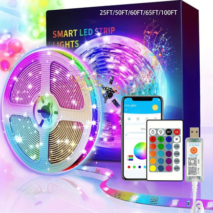 IR Remote LED Strip Lights with Music Sync & DIY Mode – RGB Color Changing Gradient Breathing Flashing for a Home Lash Beauty Routine