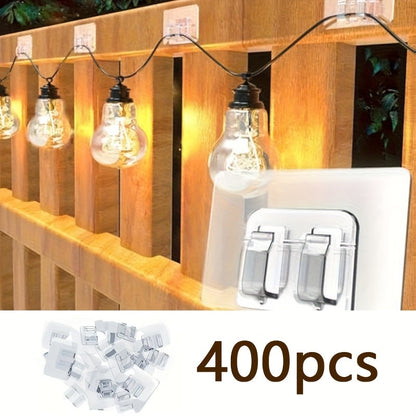 Adhesive Hooks for Outdoor String Lights - No-Damage Clips for Christmas Patio Garden Balcony Decor (40/80/160/250/400pcs)