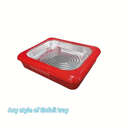 Aluminum Foil Tray with Lid - Insulated Stackable BBQ & Salad Serving Container for Outdoor Picnic