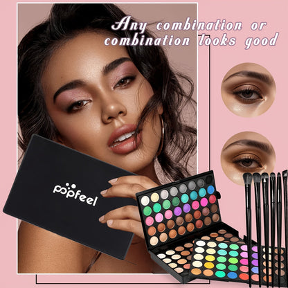 Eyeshadow Palette POPFEEL 120-Shade Folding Color Case with Matte-Shimmer Mix and Optional Six-Brush Bundle