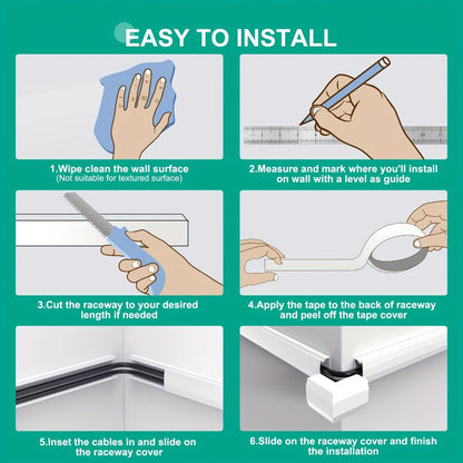 Wire Hider for Wall 15-Pack, 236 Inch No-Drill Paintable PVC Cord Cover, Conceals 3-4 Wires