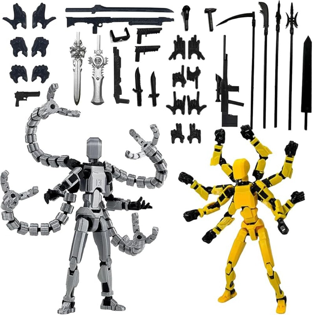 3D Printed Action Figure Set 2pcs T13 – 5.5 Inch Assembled Collectible Desktop Ornament Toy Figures for Game Enthusiasts