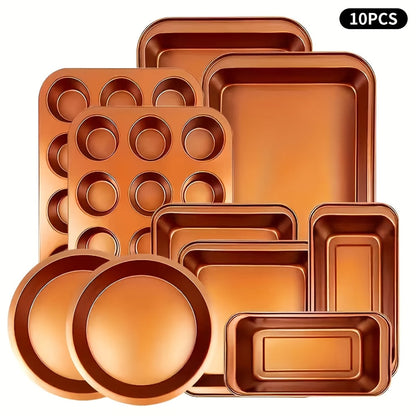 Copper or Black Bakeware Set in 5-, 6- or 10-Piece Options with Cake, Muffin and Loaf Pans