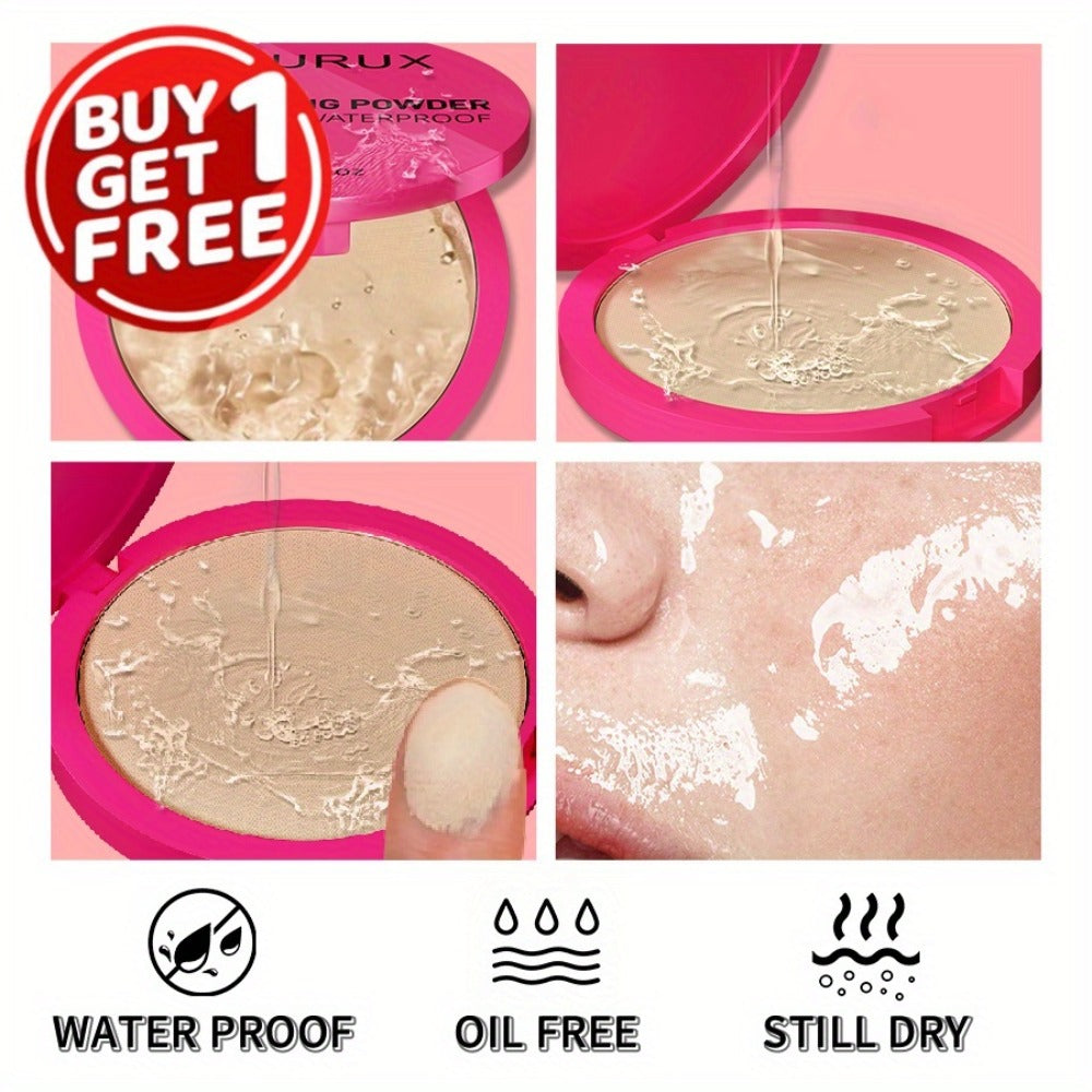 Pressed Powder Foundation 2 Pcs Set Waterproof Sweatproof Lightweight Buildable Coverage, for Makeup, Travel and Everyday Vanity Use