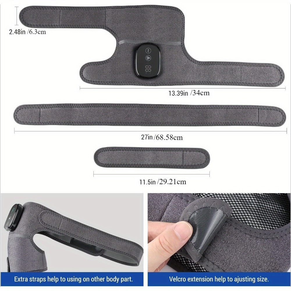Heating Knee Massager 3-in-1 Wireless Vibrating Knee Brace - Electric Heating Pad with Vibration Massage for Knee