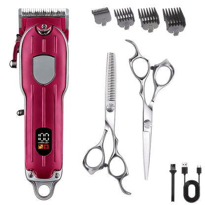 Barber Hair Clipper Kit for Men – USB Rechargeable Digital Size Adjustment, Complete Set with Scissors & 4 Limit Combs